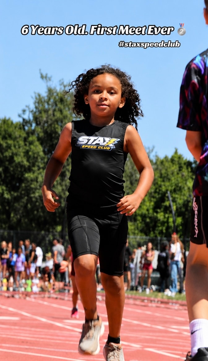 Young STAX athlete competing in their first race